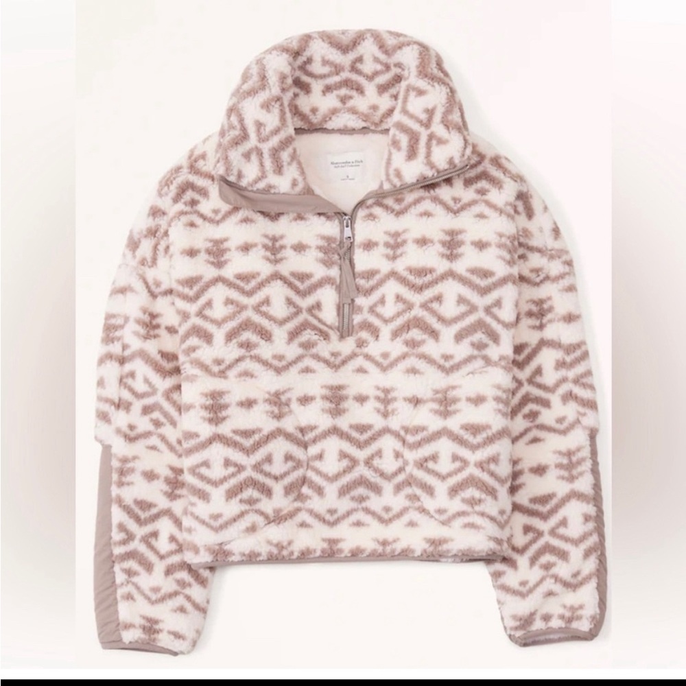 Abercrombie Sherpa Utility Half Zip Sherpa Sweater size S